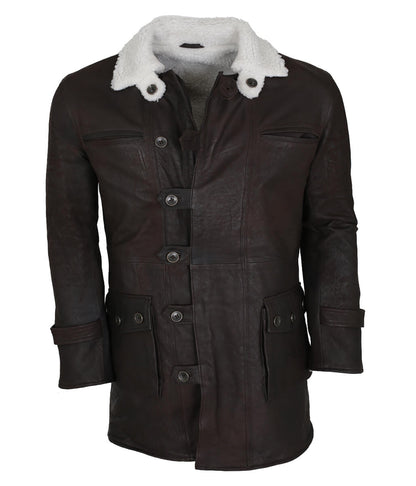 The Dark Knight Rises Bane Dark Brown Shearling Leather Coat