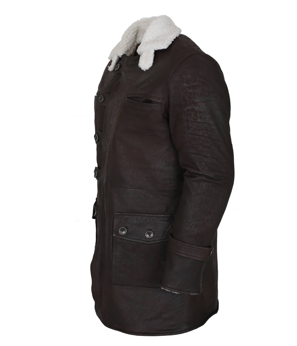 The Dark Knight Rises Bane Dark Brown Shearling Leather Coat