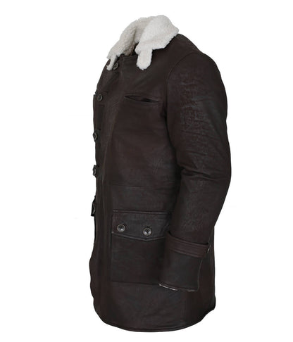 The Dark Knight Rises Bane Dark Brown Shearling Leather Coat