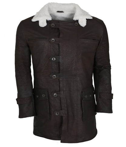 The Dark Knight Rises Bane Dark Brown Shearling Leather Coat