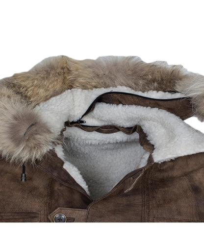 The Dark Knight Rises Bane Fur Shearling Brown Real Leather Coat