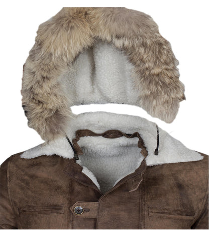 The Dark Knight Rises Bane Fur Shearling Brown Real Leather Coat