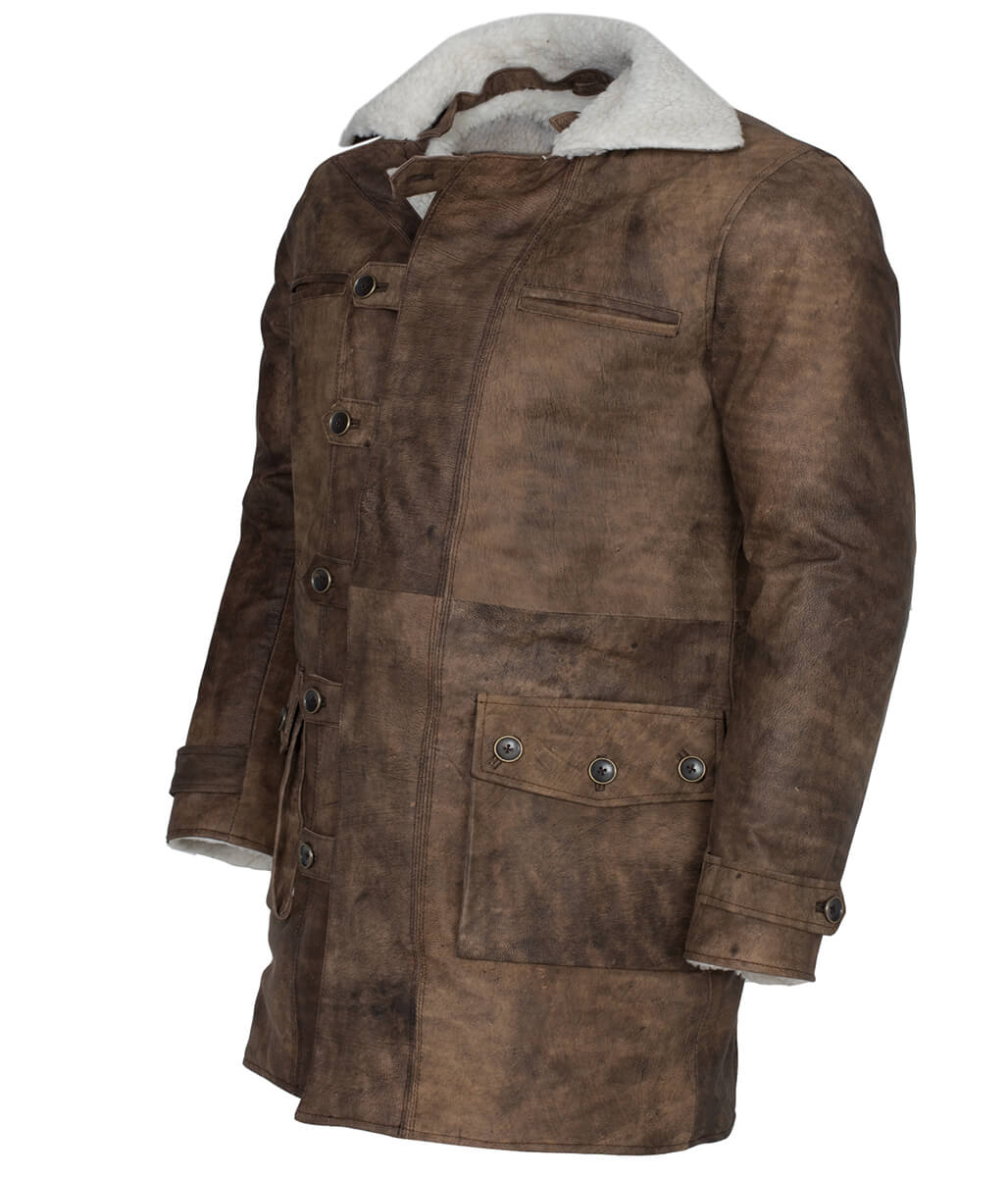 The Dark Knight Rises Bane Fur Shearling Brown Real Leather Coat