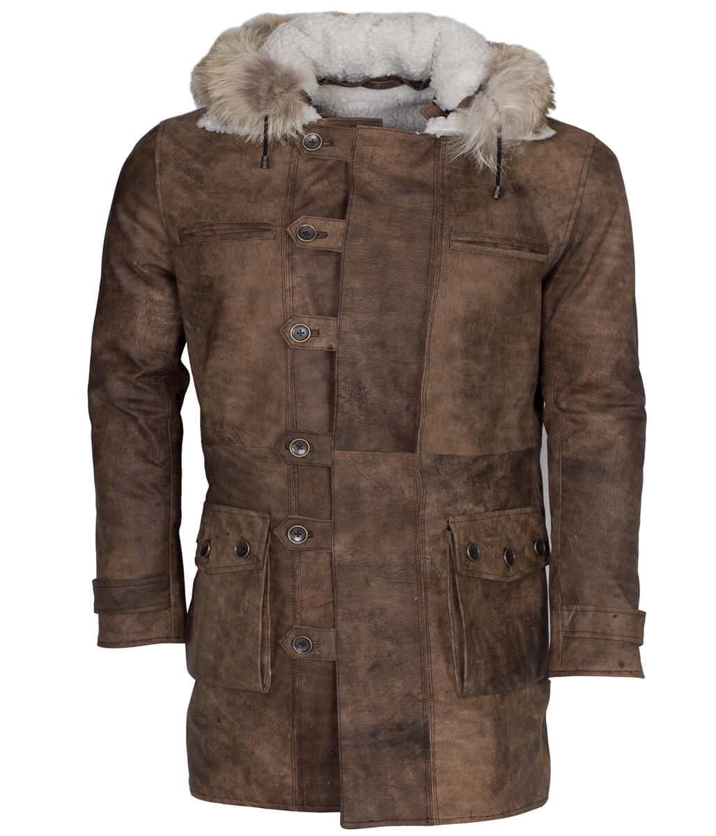 The Dark Knight Rises Bane Fur Shearling Brown Real Leather Coat