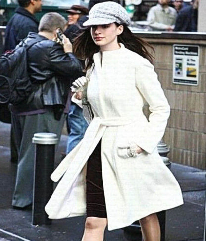 The Devi Wears Prada 2006 Anne Hathaway White Wool Coat