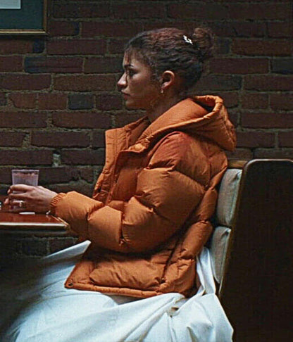 The Drama 2026 Zendaya Orange Puffer Jacket