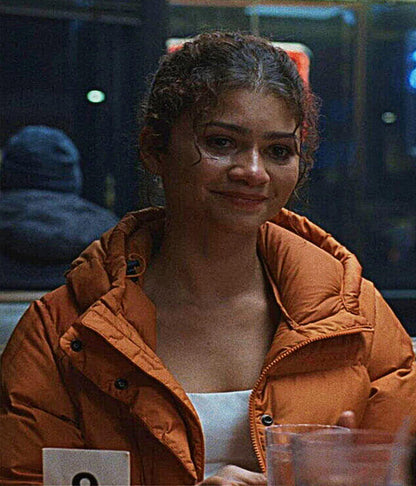 The Drama 2026 Zendaya Orange Puffer Jacket