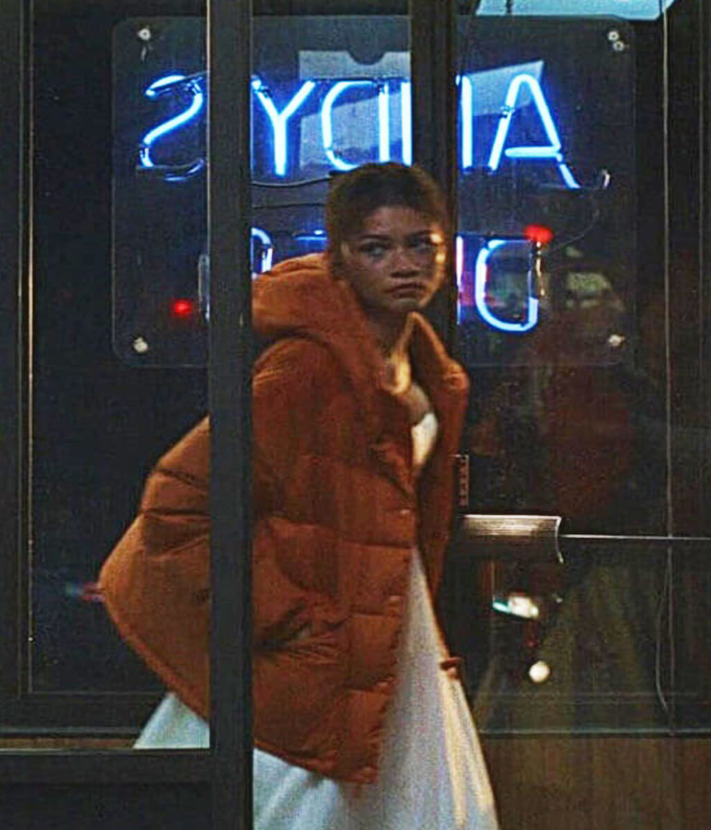 The Drama 2026 Zendaya Orange Puffer Jacket