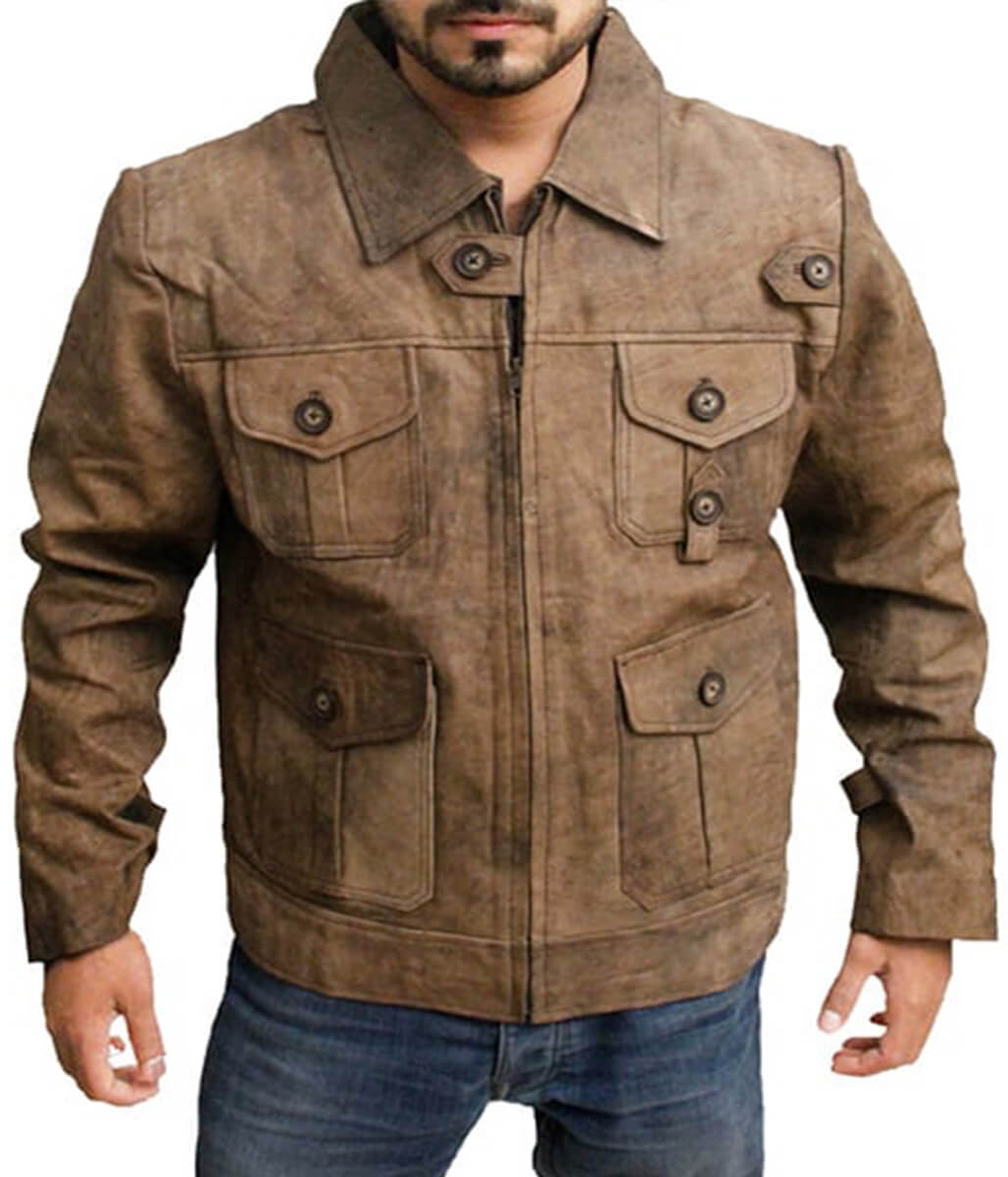 The Expendables 2 Jason Statham Distressed Leather Jacket