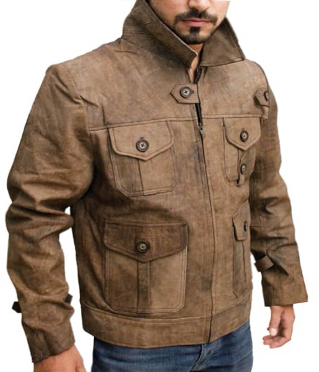 The Expendables 2 Jason Statham Distressed Leather Jacket