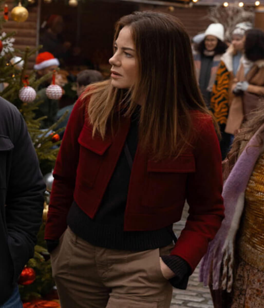 The Family Plan 2 Michelle Monaghan Red Wool Jacket