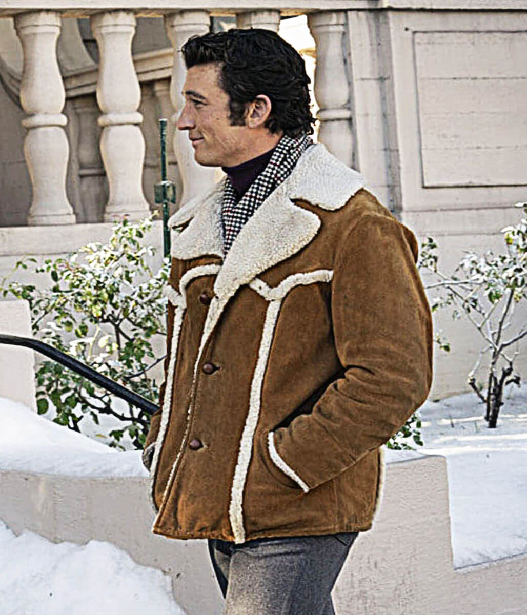 The Offer 2022 Miles Teller Brown Shearling Jacket