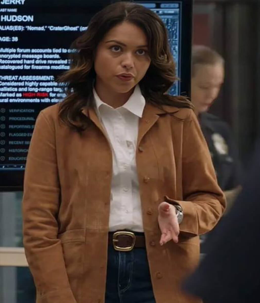 The Rookie 2026 Alyssa Diaz Brown Suede Jacket