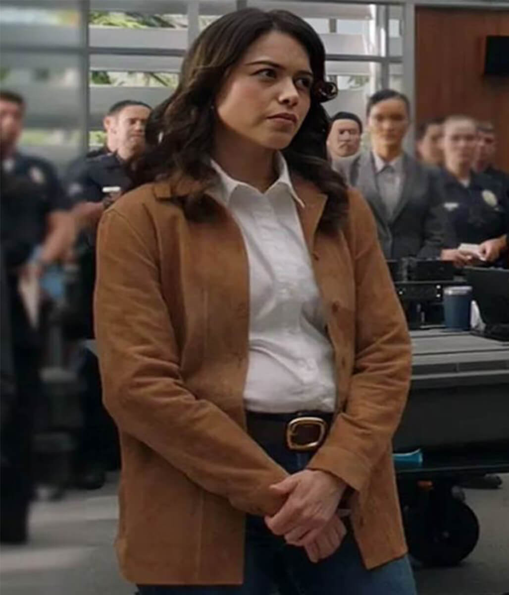The Rookie 2026 Alyssa Diaz Brown Suede Jacket
