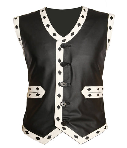 The Warriors Movie Back Embroidered Patch Black Leather Vest