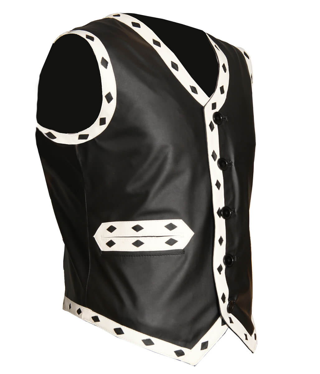 The Warriors Movie Back Embroidered Patch Black Leather Vest