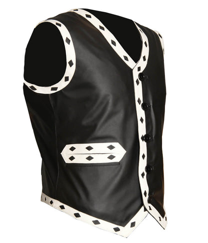 The Warriors Movie Back Embroidered Patch Black Leather Vest
