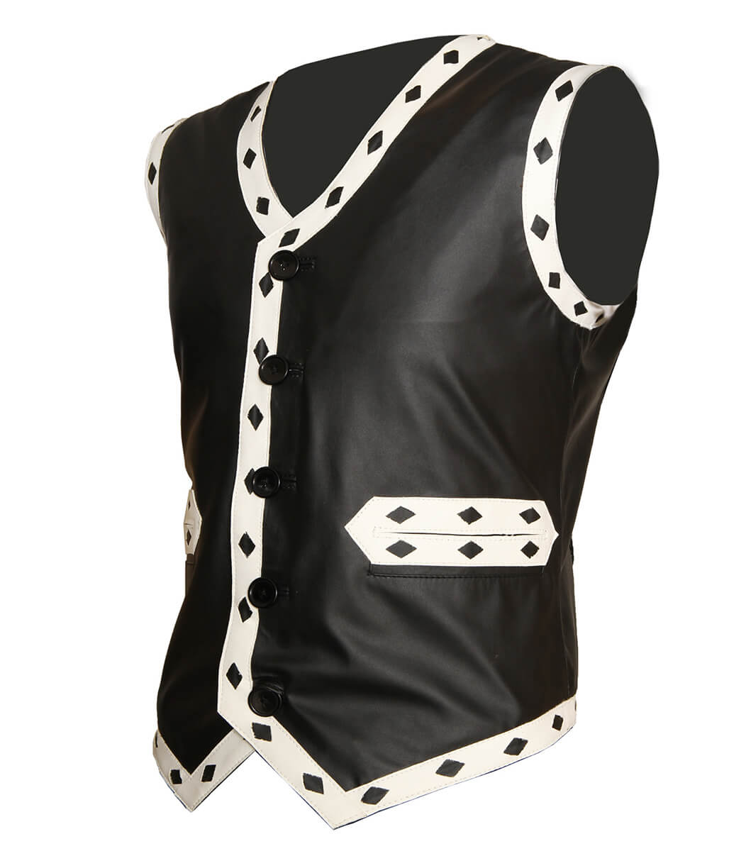 The Warriors Movie Back Embroidered Patch Black Leather Vest