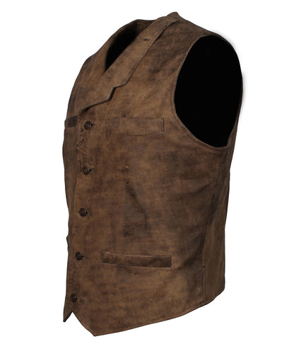 The Warriors Movie Back Embroidered Patch Brown Leather Vest
