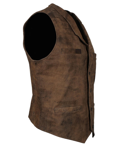 The Warriors Movie Back Embroidered Patch Brown Leather Vest