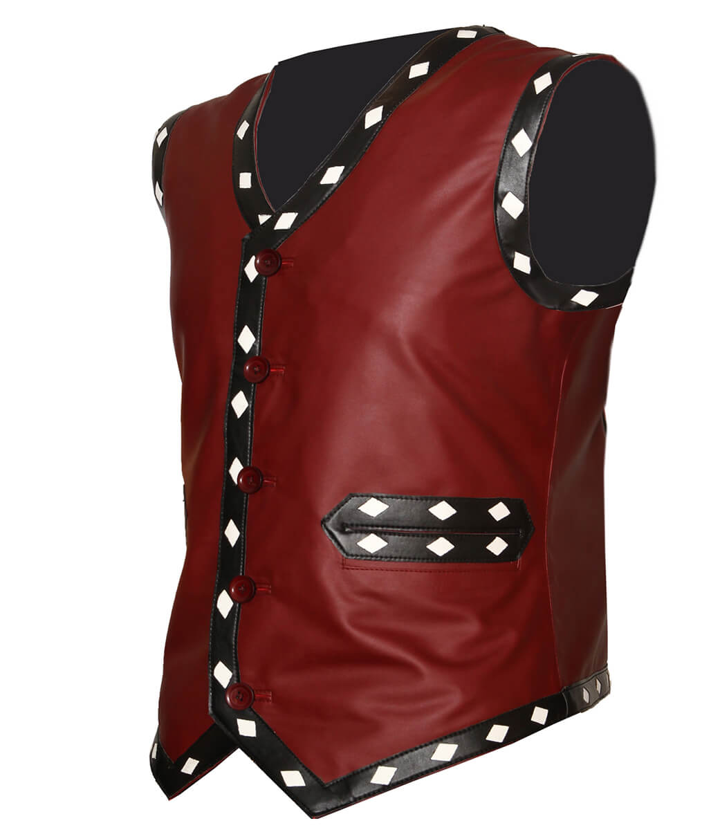 The Warriors Movie Back Embroidered Patch Red Leather Vest