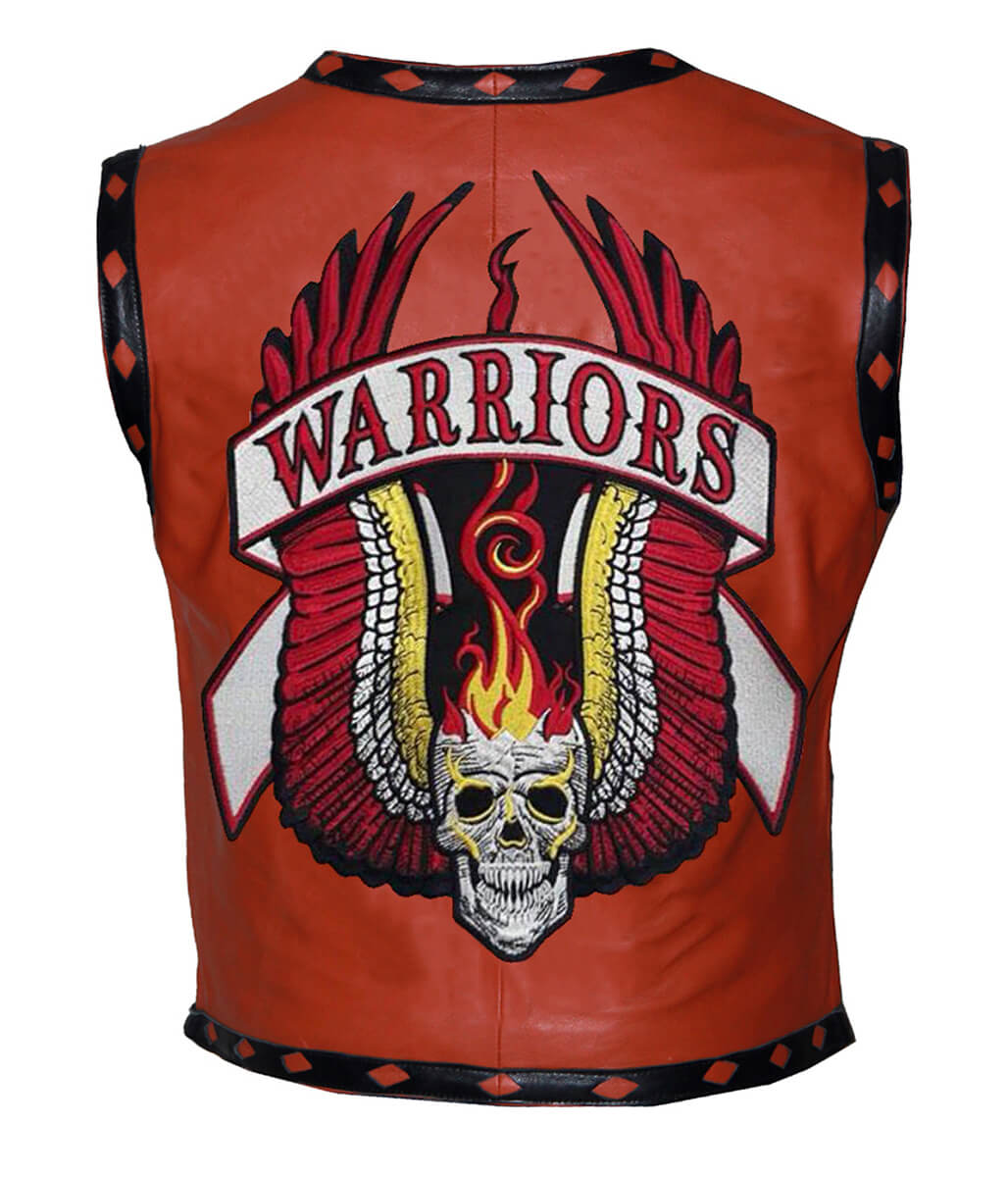 The Warriors Movie Back Embroidered Patch Rust Leather Vest