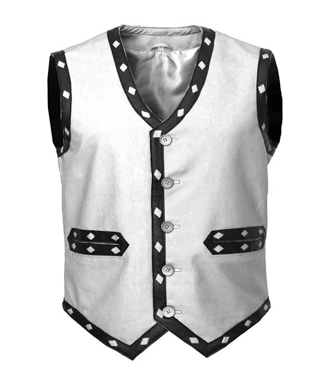 The Warriors Movie Back Embroidered Patch White Leather Vest