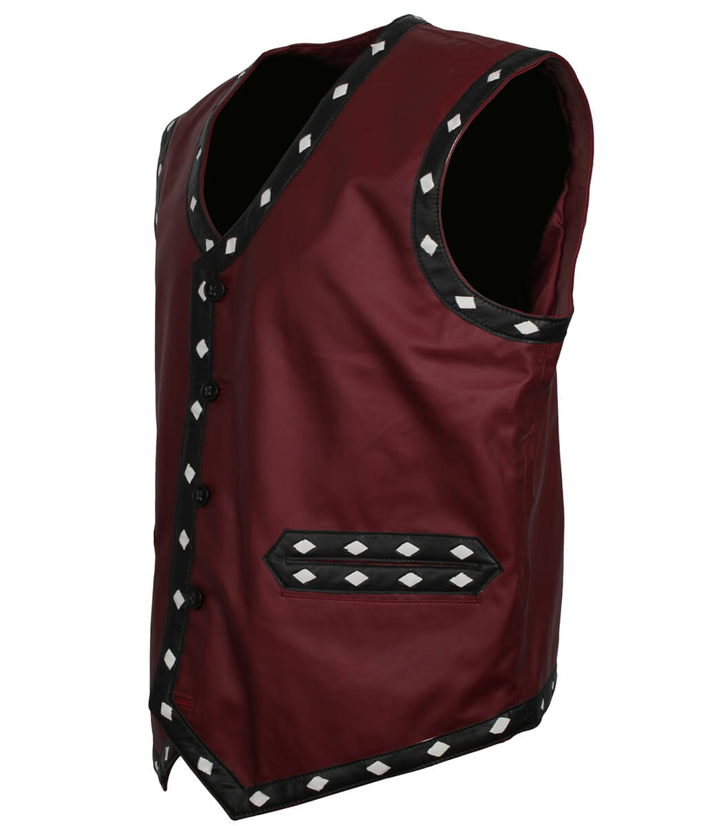The Warriors Movie Maroon Leather Vest