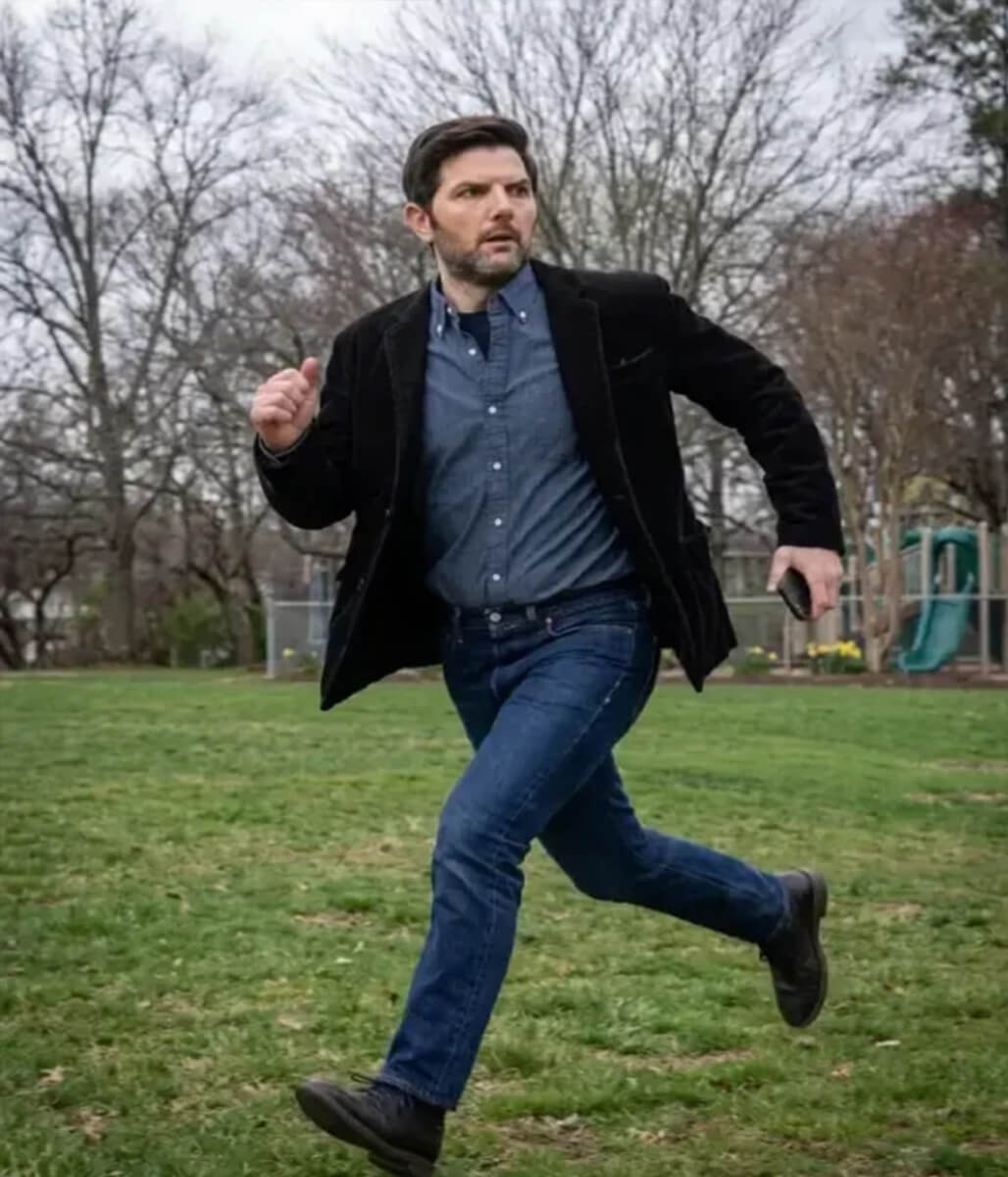 The Whisper Man 2026 Adam Scott Black Corduroy Blazer
