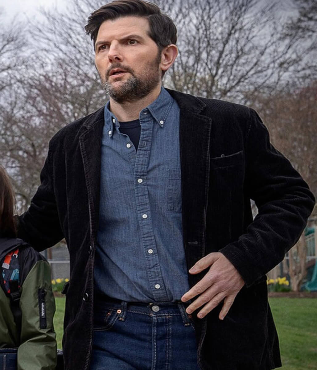 The Whisper Man 2026 Adam Scott Black Corduroy Blazer