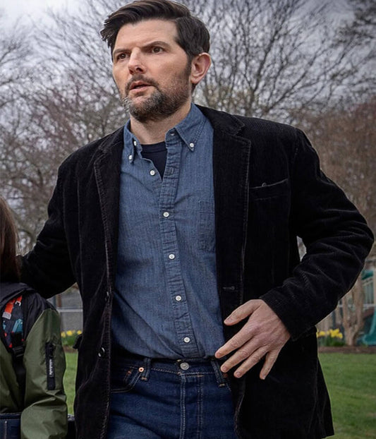 The Whisper Man 2026 Adam Scott Black Corduroy Blazer