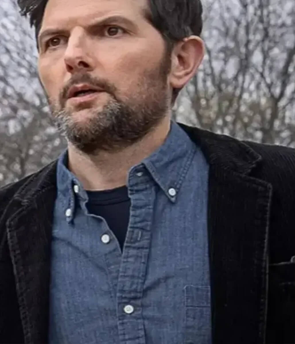 The Whisper Man 2026 Adam Scott Black Corduroy Blazer
