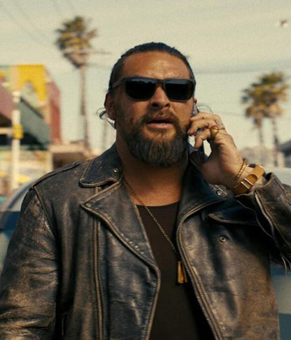 The Wrecking Crew 2026 Jason Momoa Black Leather Jacket