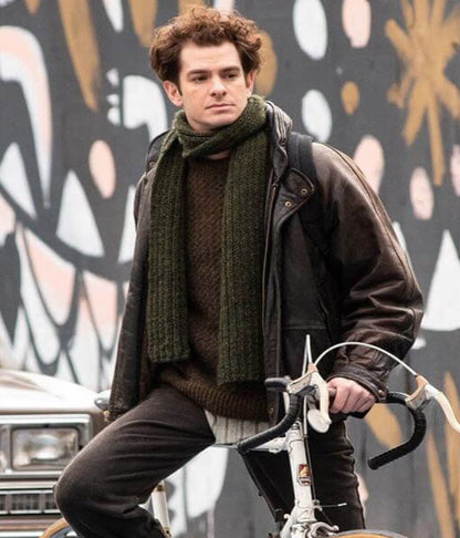 Tick Tick Boom 2020 Andrew Garfield Brown Leather Jacket