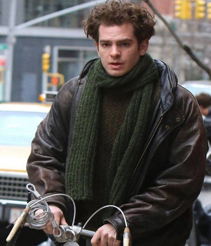 Tick Tick Boom 2020 Andrew Garfield Brown Leather Jacket