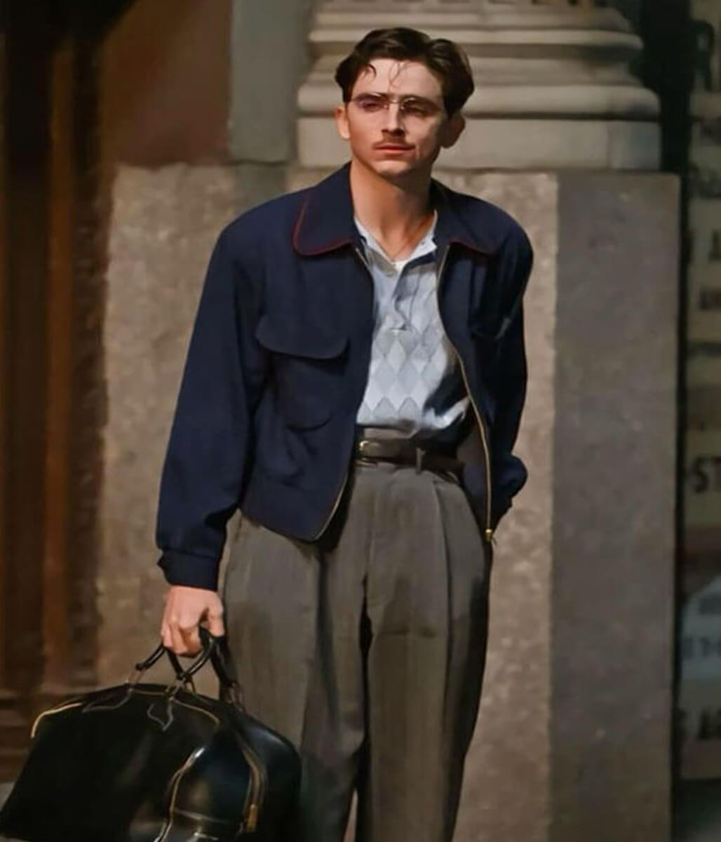 Timothée Chalamet Marty Supreme 2025 Blue Bomber Jacket