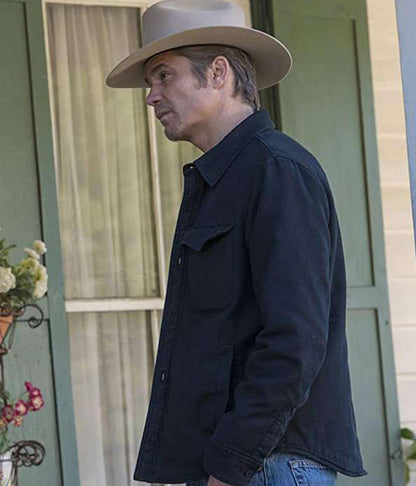Timothy Olyphant Justified Black Cotton Jacket