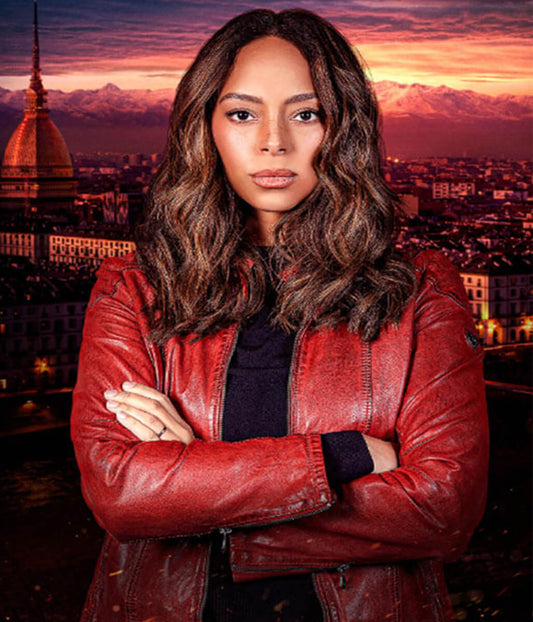 To Get Her Amber Stevens West Red Leather Jacket