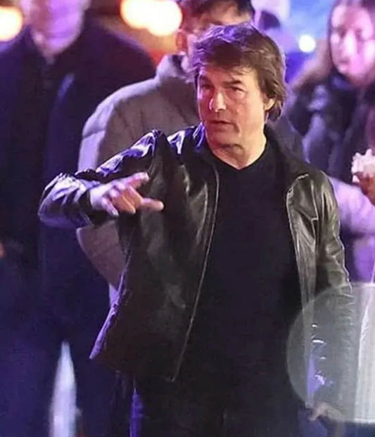 Tom Cruise Mission Impossible 8 Black Leather Jacket