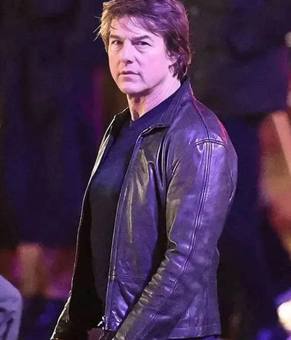 Tom Cruise Mission Impossible 8 Black Leather Jacket