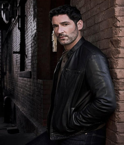 Tom Ellis CIA 2026 Black Leather Jacket