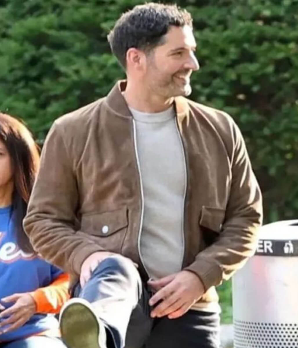 Tom Ellis CIA 2026 Brown Suede Bomber Jacket