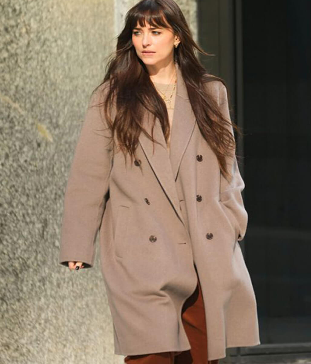 Verity 2026 Dakota Johnson Grey Wool Coat