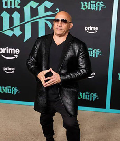 Vin Diesel The Bluff 2026 Black Leather Coat