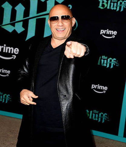 Vin Diesel The Bluff 2026 Black Leather Coat