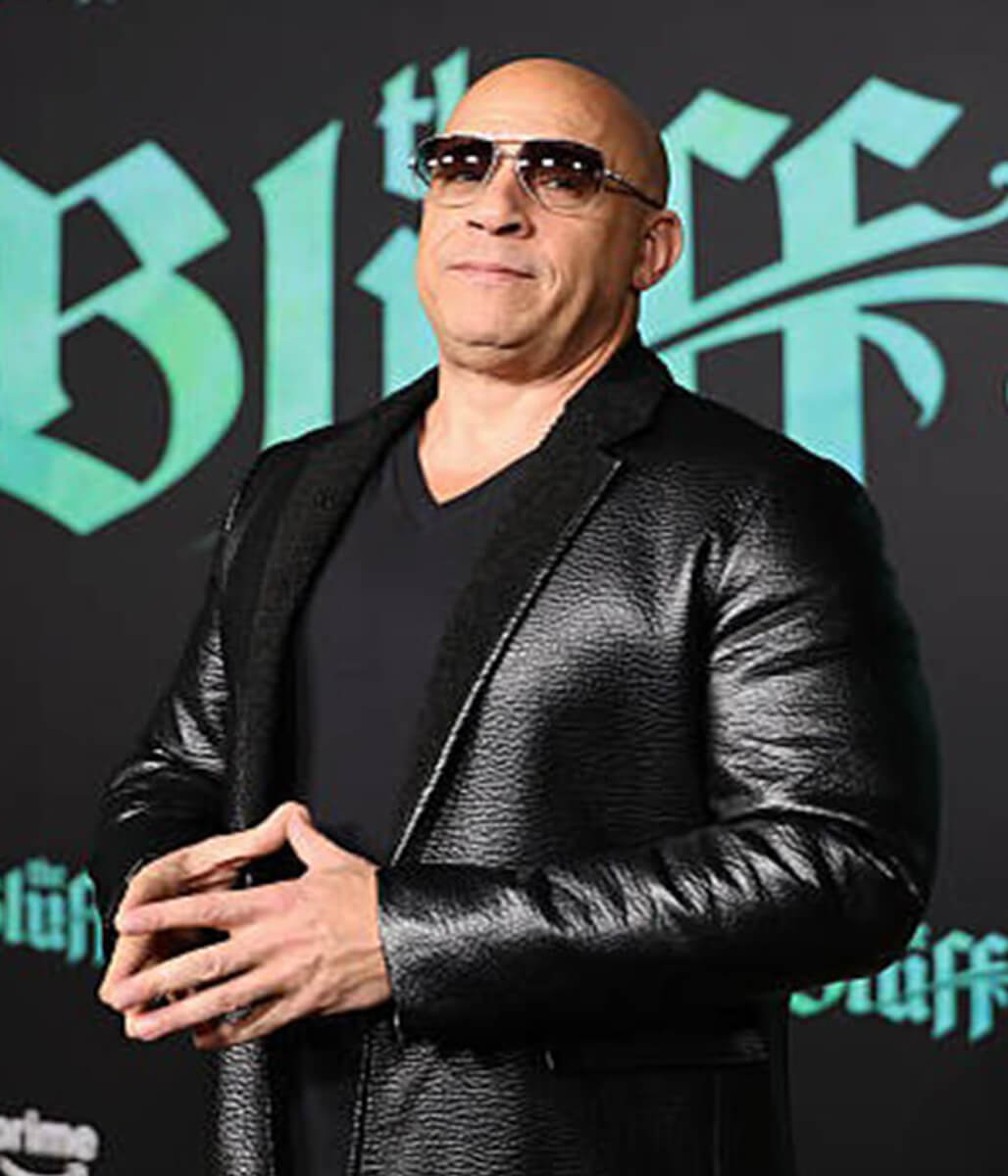 Vin Diesel The Bluff 2026 Black Leather Coat