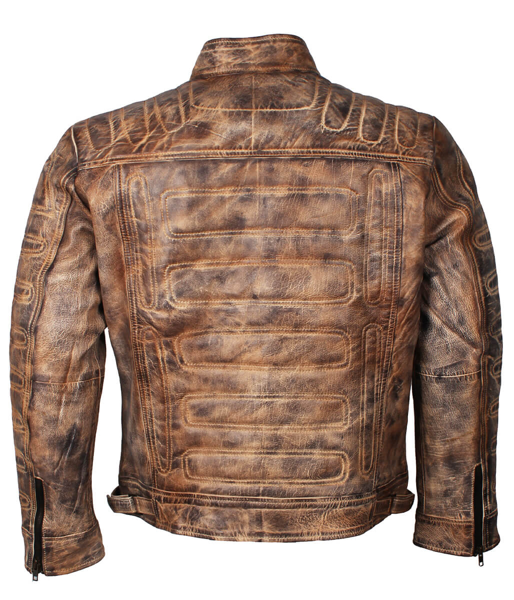 Vintage Men Brown Cafe Racer Leather Jacket