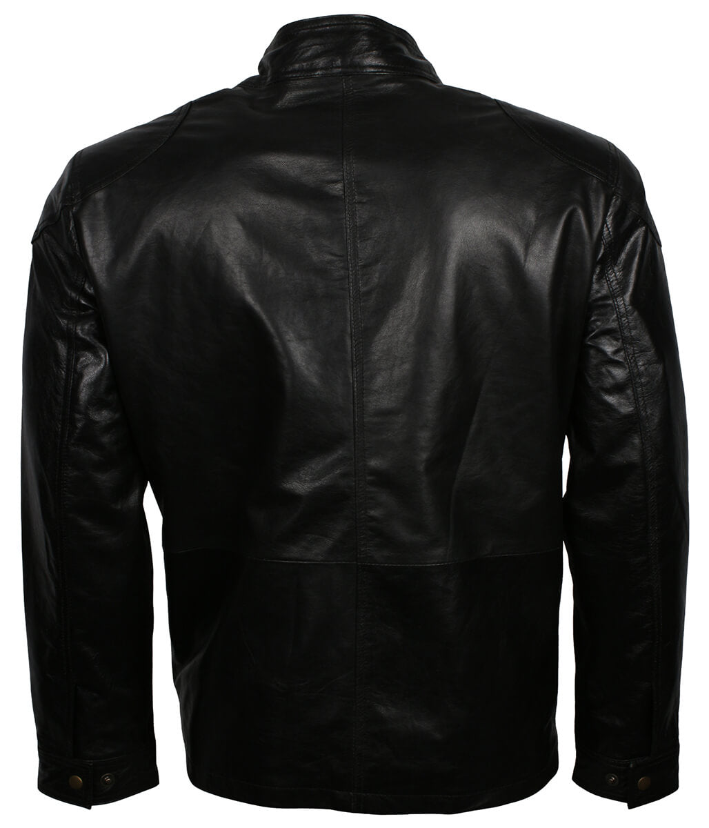 Vintage Men Classic Multi Pocket Field Black Leather Jacket