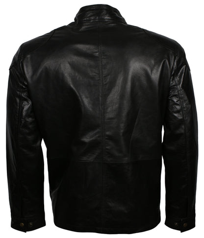 Vintage Men Classic Multi Pocket Field Black Leather Jacket