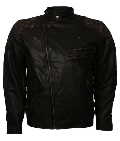 Vintage Men Skull Emblemed Distressed Brown Leather Jacket
